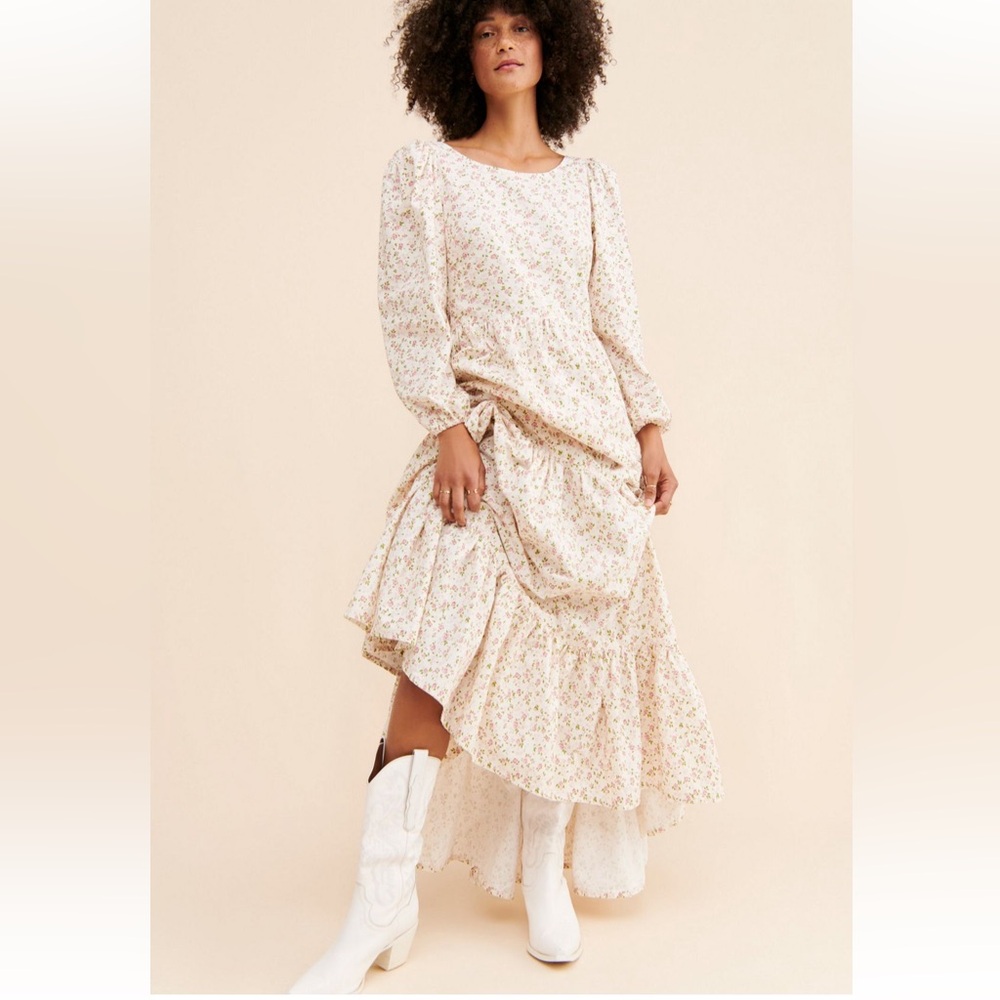 Free People Cream Floral High Low Dress